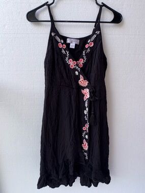 Band of Gypsies Black‎ Embroidered Boho Mini Dress Floral Festival Sundress